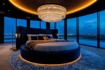 lit rond chambre luxe